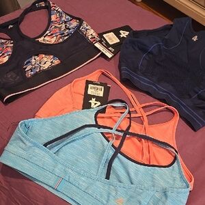 4  Bras Women’s Strappy Sports Bras - Blue, Coral, Navy
